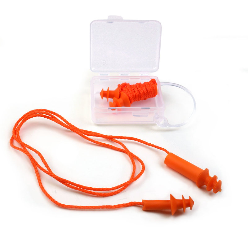 Ear plugs with neck string and box